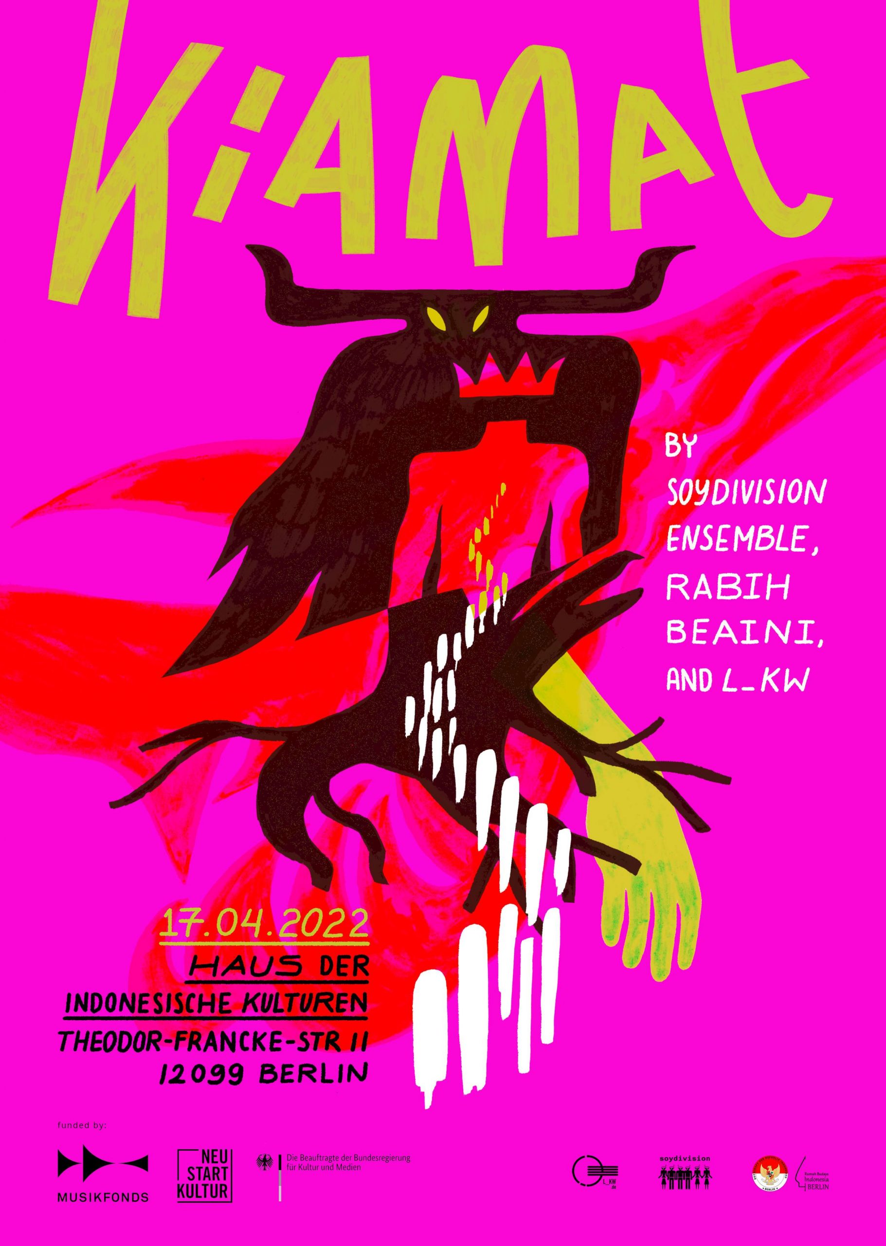 A bright pink poster